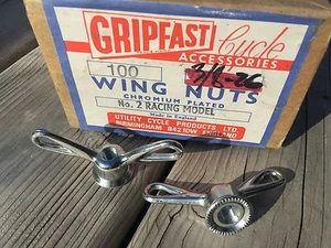 Tuercas de ala de cubo de bicicleta de colección 3/8 NOS tuercas de ala de rueda Gripfast Inglaterra tuerca de ala - Imagen 1 de 2