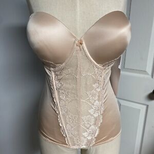 Jezebel Women's Size 38D Champagne Caress Too Floral Stretch Lace Bustier 30533 