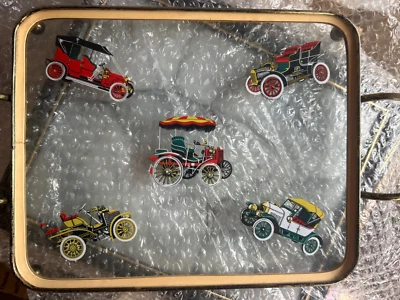 Vintage glass Top Tray With Old Cars, Wolseley, Morris, Daimler, Ford & Austin - Image 1 of 2