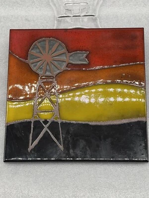 Molino de viento cerámica S Francesco Italia azulejo remache pared decoración placa 6x6 Foto 1 de 4