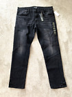 Lazer Men&#39;s Skinny Fit Stretch Jeans 38x32 Black Distressed