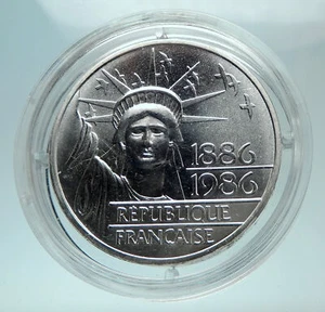 1986 FRANCE Gifts Statue of Liberty to US Huge Genuine Silver French Coin i80709 - Picture 1 of 3
