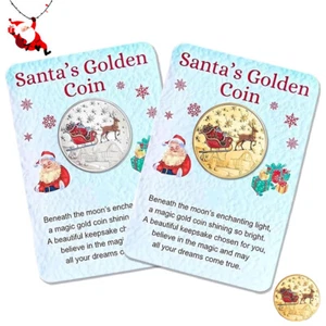 Santa Gold Coin for Christmas Eve Boxes with Message Card Collectible Coin - Picture 1 of 13