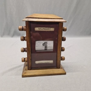 Antique Wooden Perpetual Desk Calendar - Picture 1 of 17