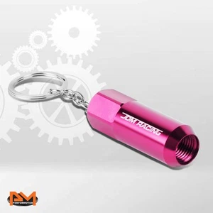 JDM RACING CAR WHEEL LUG NUT CHARM KEYCHAIN ANODIZED ALUMINUM KEY RING PINK - Picture 1 of 3