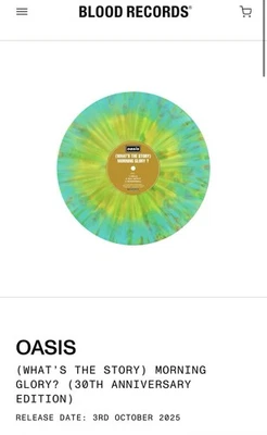 Oasis Morning Glory 30th Anniv Blood Records 2LP Turquoise Yellow PRESALE - Image 1 of 4