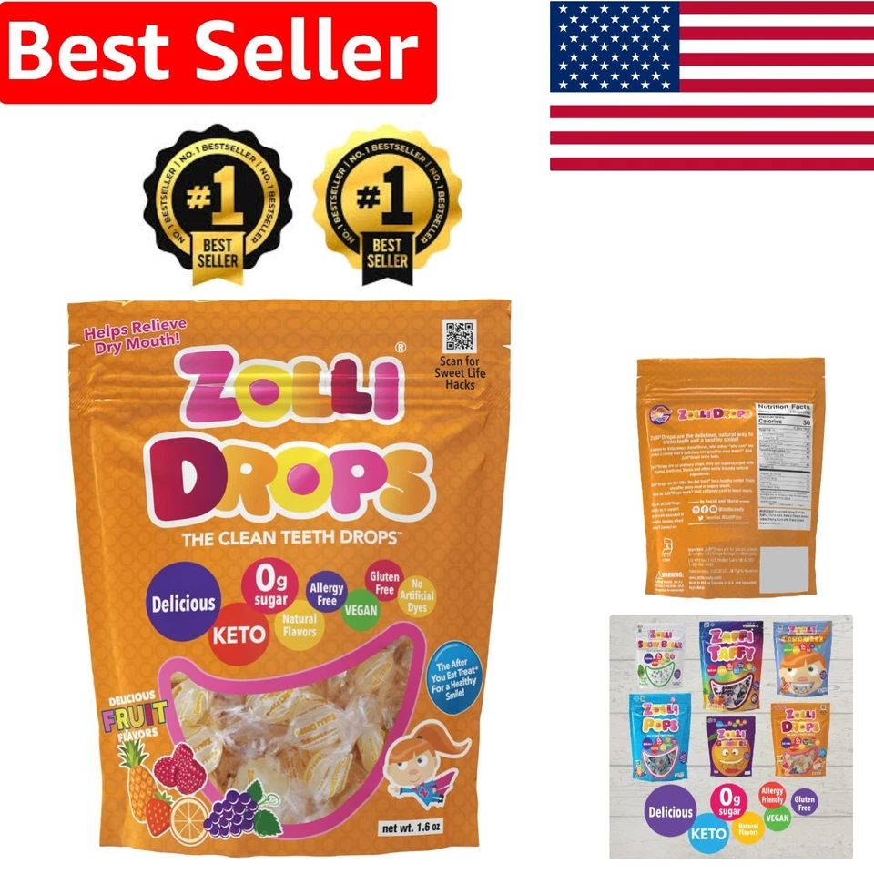 Zolli Drops by Zollipops Delicious Assorted Flavors Clean Teeth 1.6 Ounce