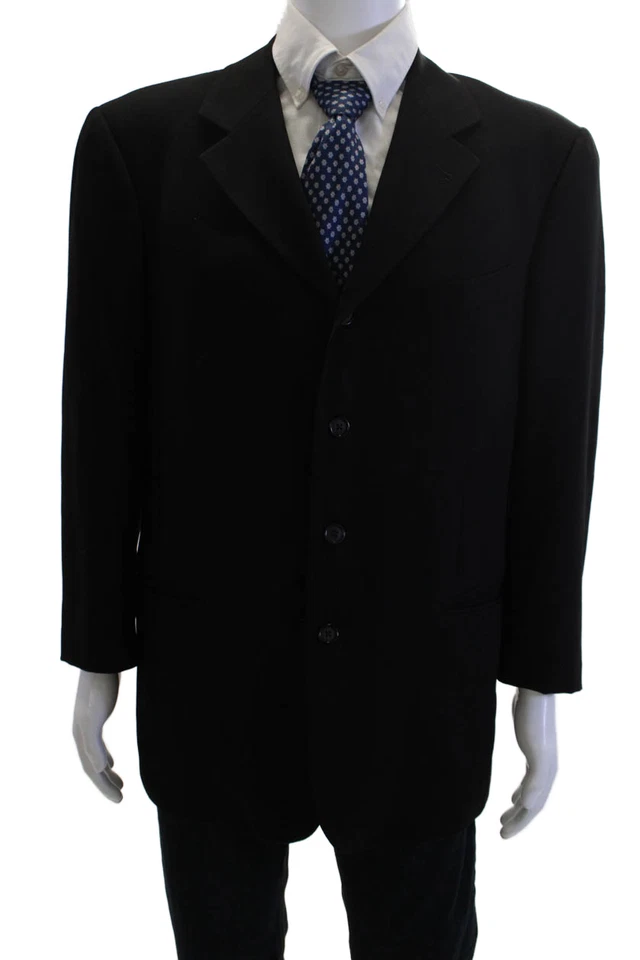 Костюм шерстяной мужской классический черный Zanetti Super 100s куртка размер 52 - Изображение 1 из 4