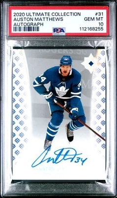 2020-21 Ultimate Collection Autograph Auston Matthews #31 PSA 10 GEM Toronto - Image 1 of 2