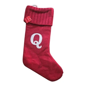 Target Wondershop Knit Monogram Initial “Q” Christmas Stocking Red White Letter - Picture 1 of 2