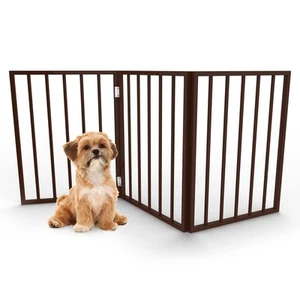 PETMAKER Foldable Free-Standing Wooden Pet Gate Light Weight Indoor - Picture 1 of 7