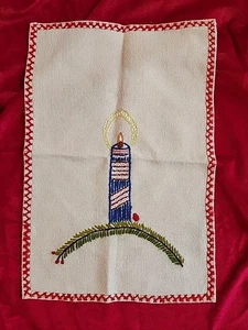 Vela de Navidad vintage pieza punta de aguja 16 X 10,5 pulgadas - Imagen 1 de 3