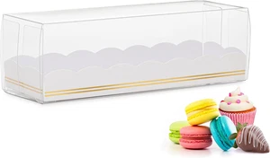 10 Stück Macaron Schachteln mit gewelltem & Goldfoliendesign - Schokoladenüberzogen S - Bild 1 von 12
