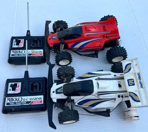 Vintage Nikko RC Car Turbo-Aero Remote Control #16 Red White Lot of 2 For Parts - Picture 1 of 8