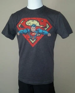 SUPERMAN WORDS KALEL CLARK KRYPTON DARK GREY SMALL SM MENS TEE SHIRT NEW W/TAGS - Picture 1 of 2