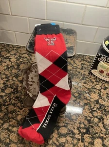Texas Tech Red Raiders NCAA Men Argyle Logo Crew Socks Red/Black One Pair - Picture 1 of 7
