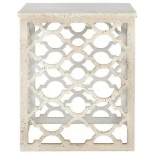 Safavieh End Side Table 22.5"x18.75"18.8" Classic Rustic Modern Distressed White - Picture 1 of 6