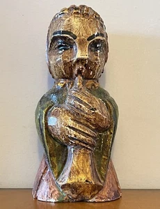 Vintage Spanish Wood Choir Angel With Clarinet Hand-Carved Hand-Painted - Picture 1 of 7
