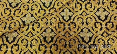 Brocado metálico padrão cruz clerical para vestes litúrgicas eclesiásticas - Imagem 1 de 4