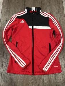Adidas Girls Soccer Jacket, Size S 8-10, Black Red Track Jacket Climacool - Picture 1 of 1