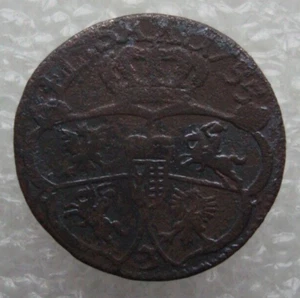 Moneda de cobre Polonia 1 Grossus Grosz 1755 agosto III Vk - Imagen 1 de 7