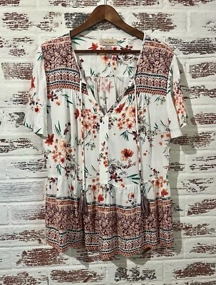 Davina 女式花卉荷叶袖上衣 XL 码 — 第 1/4 张图片