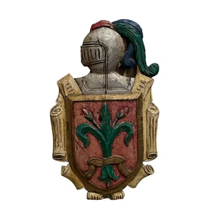 Wappen Familienwappen Plakette Holz geschnitzt Vintage Schild Ritter 28”x16” - Bild 1 von 7