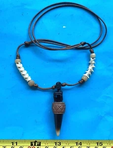 Snake vertebrae necklace carabao water buffalo horn tribal Philippine rice god - Picture 1 of 6