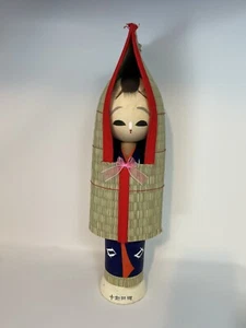 Grande bambola giapponese vintage Yukinko Kokeshi 36,5 cm - arte popolare retrò artigianato - Foto 1 di 10