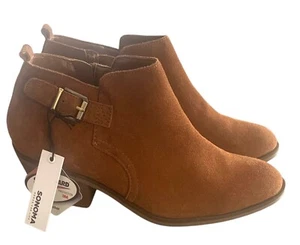 SONOMA Chestnut Brown Giana Genuine Suede Scotchguard Ankle Boots NWT Size 10 - Picture 1 of 8