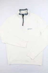 Ben Sherman Mens1/4 Zip Long Sleeve Mock Neck Stretch Golf Shirt Sz M Ivory - Picture 1 of 12