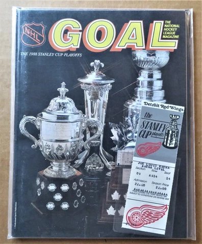 Red Wings vs Maple Leafs Playoff 4-06-1988 Program, Roster Sheet & Game Ticket Cover
