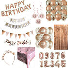 ROSE GOLD HAPPY BIRTHDAY BUNTING BANNER DECORATIONS BALLOONS CONFETTI FOIL