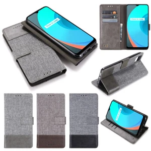 Luxury Canvas Stand Wallet Phone Cover Case For OnePlus 8T Nord N100 7T Pro 6 5T - Picture 1 of 13