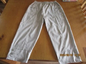 Cherry Berry Taupe 3/4 Length Trousers, 'L' Zip/Silver Button Detail, Pre Loved - Picture 1 of 10