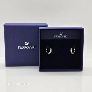 Pendientes criollos de piedra Swarovski blanco, rodinizado mini aro 5446004 - Imagen 1 de 7