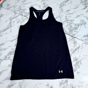 Under Armour Threadborne Tank Top Racerback Logo Heat Gear Active Black Size S - Picture 1 of 7