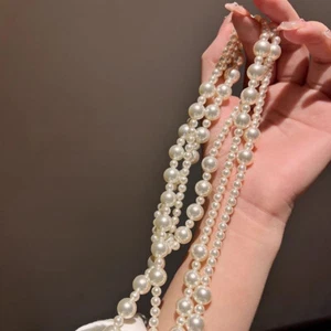 Mitation Pearl Multi-Layered Necklace Exaggerated Fashion High Street Club Pa $d - Picture 1 of 10