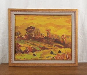 Yellow Autumn, Landscape with Church, Original Oil, Ukrainian artist Koniv - Bild 1 von 13
