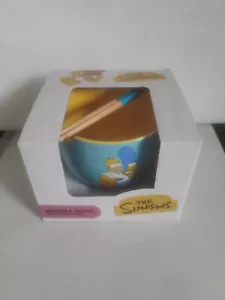 The Simpson Ramen Noodle Bowl W Chopsticks Soup Mug Homer Marge Bart Lisa New - Picture 1 of 7