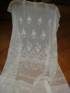 8 Teli Tenda 90x280 cm.( anche separatamente ) anni '50 bianche orlati a mano - Foto 1 di 4