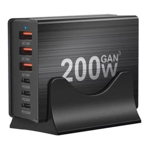 200W 6-Port GaN Charging Station USB C Charger Quick Charge QC PD 3.0 Type V8K9 - Picture 1 of 15