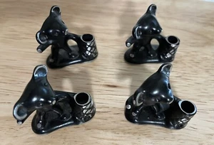 Lote de 4 portavelas Walter Bosse Bear negro/plateado Alemania de colección - Imagen 1 de 10