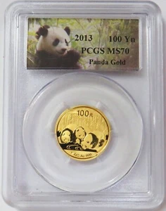 2013 GOLD CHINA PANDA 100 YUAN 1/4 oz PCGS MINT STATE 70 - Picture 1 of 2