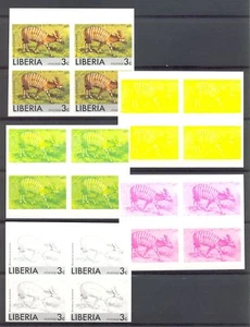 LIBERIA 1976-MI# 1007---5 DIF PROGR. PROOFS IN BL. OF 4 -- (*)-- @4 - Picture 1 of 1