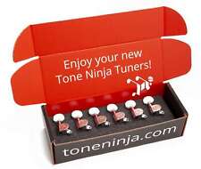 Genuine Tone Ninja Tuners, 6 Inline Staggered, Pearloid Button, Chrome