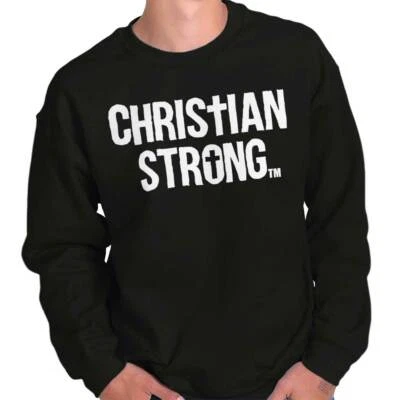 Christian Strong Religious Faith Cross Logo Womens or Mens Crewneck Sweatshirt - Image 1 of 4