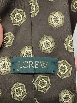 Corbata de cuello J Crew para hombre 53” de largo retro geométrica años 70’s marrón hexagonal Foto 1 de 4