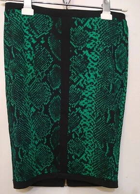 Falda Juicy Couture Talla 0 Estampado Serpiente Verde Esmeralda y Negro Buceo   Foto 1 de 4