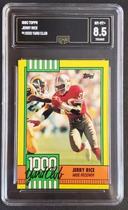 1990 Topps 1000 Yard Club JERRY RICE #1 GMA NM-MT+ 8.5 **DISCLAIMER BACK** - Picture 1 of 2